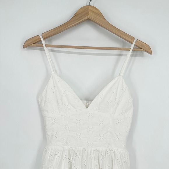ZARA Mini Dress Openwork Embroidered Eyelet V-Neck Spaghetti Strap Cottagecore - Picture 7 of 13